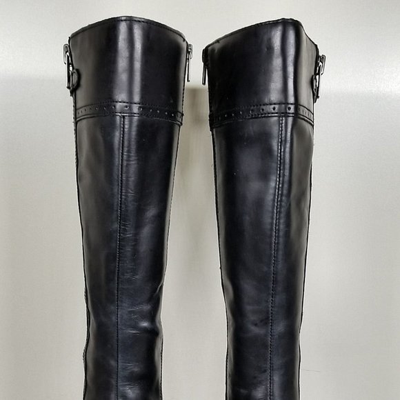 Born Poly Riding Boot, Black Leather Brogue Detailed, Womens Size 6.5 - Picture 12 of 15